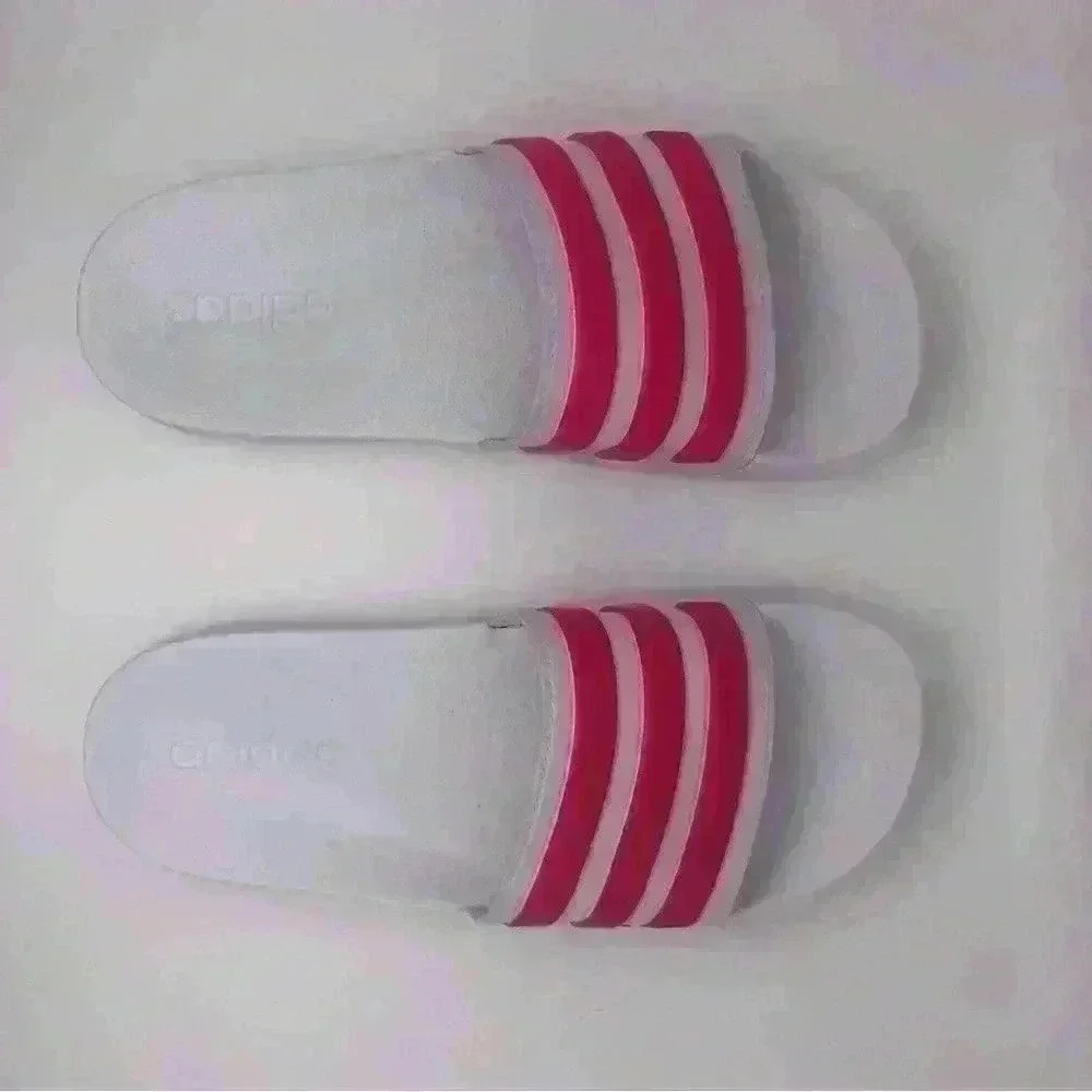 Adidas Pink & White Slides Sz 6